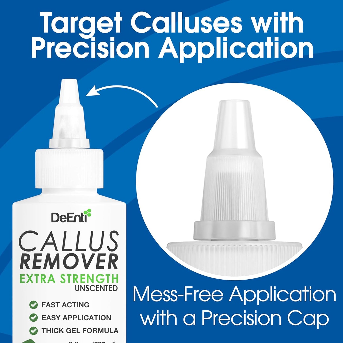 DeEnti Callus Remover for Feet, Extra Strength Foot Callus Remover Gel, 8oz Salon Grade Home Pedicure Supplies for Dry Skin, Cracked Heel, Professional Strength Foot Care, Unscented