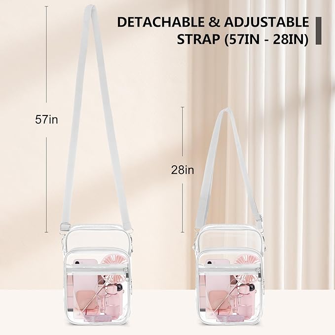 Blvornl Clear Crossbody Bag with Adjustable Shoulder Strap, Stadium Approved PVC Purse Bag, Messenger Bag
