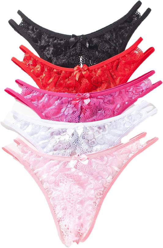 Womens Lace G-String Thongs Panties Underwear Low Rise T-Back Underpants