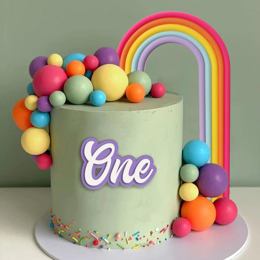28PCS Rainbow Cake Toppers Colorful Balls Cake Decorations for Wedding Baby Shower Girls Boys Birthday Party Supplies (Colorful)