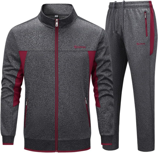 Men's Casual Tracksuit Long Sleeve Sweatsuit Athletic Set Full Zip Running Jogging Sports Jacket and Pants
