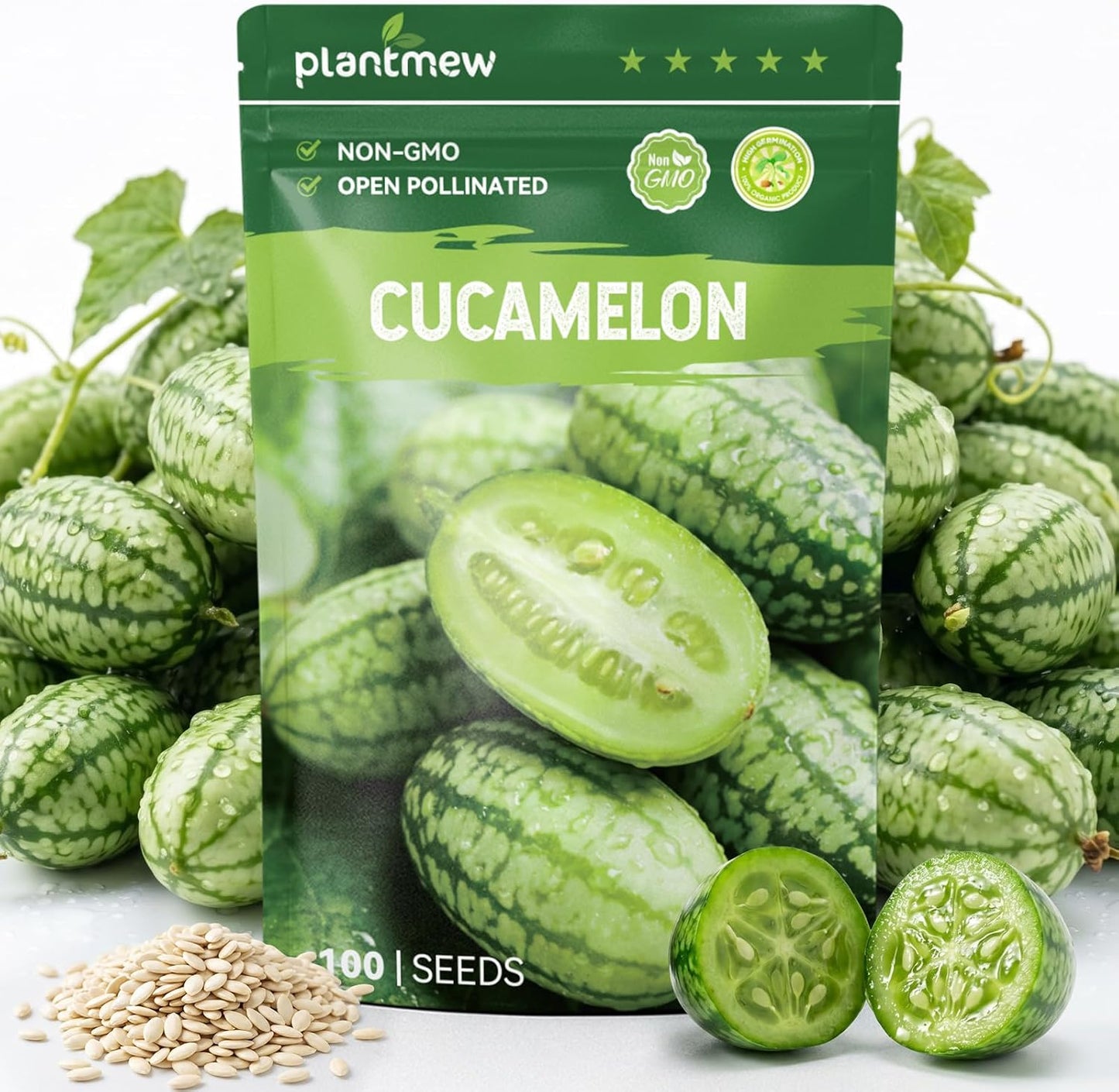 100 Heirloom Cucamelon Seeds for Planting – Mexican Sour Gherkin, Mouse Melon, Fast-Growing Vine, High Germination, Ideal for Home Garden & Container