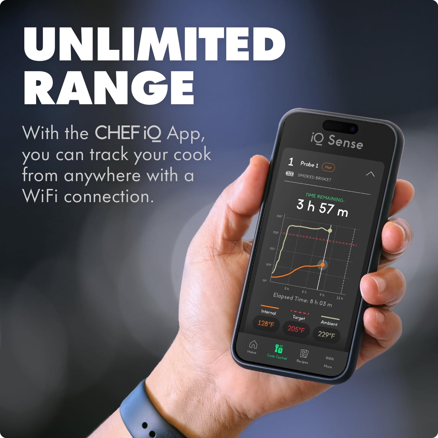 CHEF iQ Sense | Smart Wireless Meat Thermometer | 3 Ultra-Thin Probes | WiFi Unlimited Range | 1000°F Heat Safe | 5 Sensors | BBQ, Grill, Oven, Smoker, Air Fryer | Gen3