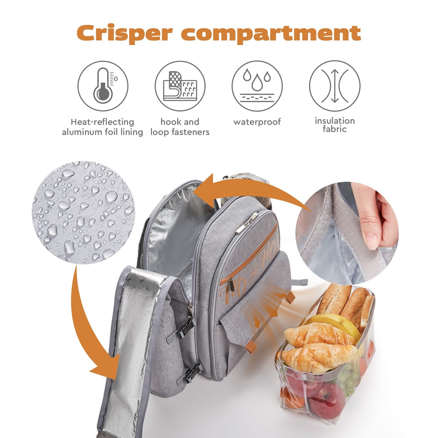 Couple Gifts 22L Picnic Basket Set, Grey Insulated Picnic Backpack for 2, Leak Proof Cooler Camping Gifts, Cool Bridal Shower Gifts Anniversary Engagement Wedding Gifts for Couples, Mr and Mrs Gifts