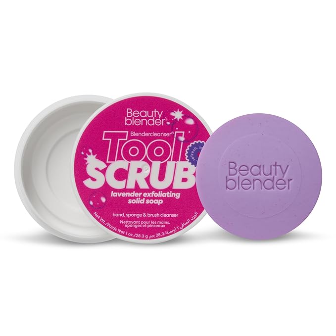 Beautyblender Blendercleanser Tool Scrub Solid Cleanser â Lavender Makeup Sponge & Brush Cleansing Bar â Hand, Sponge, and Brush Cleanser, Removes Makeup & Buildup, Travel-Friendly, 1 oz