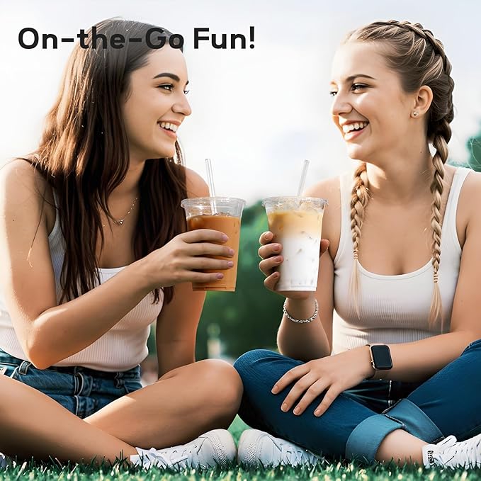 AOZITA 16 oz Plastic Cups with Lids and Straws, 50 Pack, Disposable Iced Coffee Cups with Lids, Clear Cups with Lids for Cold Drinks, Iced Tea, Milkshakes, Smoothies - Durable & BPA Free