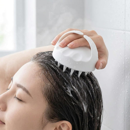 Scalp Massager Shampoo Brush, Hair Scalp Scrubber Shower Brush, Scalp Exfoliator and Head Massager for Women Men Kids Pets, Dandruff Cleaning Hair Wash Brush for Wet and Dry Use White