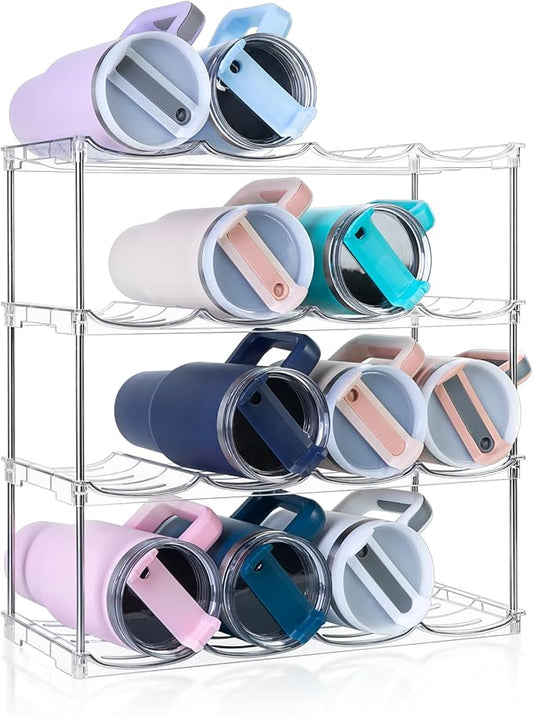 Larger Water Bottle Organizer for Stanley 40 oz Tumbler, Stackable Water Bottle Holder Rack for Cabinet, Kitchen Storage Organizer for for Stanley Cup Accessories, Tumbler Storage Holderï¼4 Pack