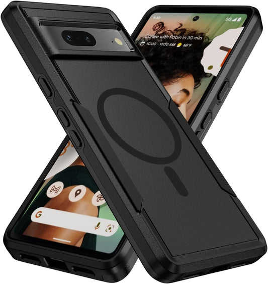 for Google Pixel 8 Case,[Compatible with Magsafe] [Military Grade Drop Tested] Shockproof Magnetic Tough Rugged Protective Phone Case -6.2 inch (Black)
