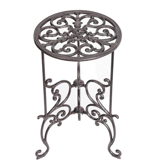 Sungmor Heavy Duty Cast Iron Potted Plant Stand,19.3-Inch 1 Tier Metal Planter Rack,Decorative Flower Pot Holder,Vintage & Rustic Style Indoor Outdoor Garden Pots Container Supports