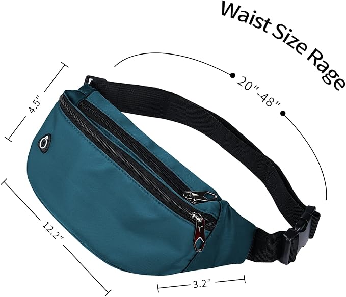 Fanny Packs for Men and Women, Waterproof Sports Waist Pack Bag for Travel Hiking Running Hands-free