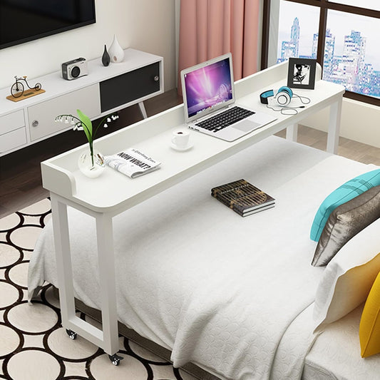 YVYKFZD Portable Overbed Table, Bedside Table with 360° Wheels, Standing Over Bed Table, Rolling Medical Over Bed Desk for Elderly, Hospital Patients, Home(White,150cm/59.0in)