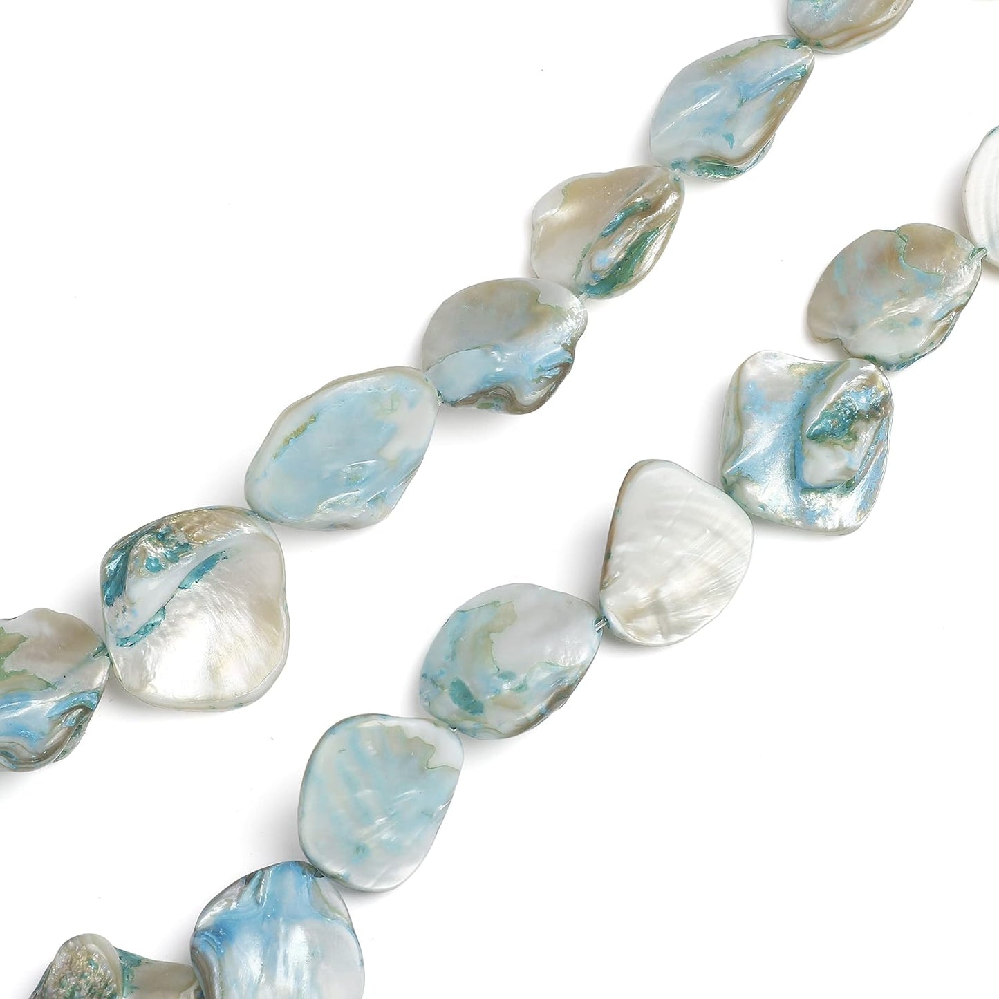 Firstmeet 40Pcs Freeform Irregular Shape Shell Beads Loose Spacer Natural Beads for Necklace Bracelet Jewelry Making(DIY-1015-Sky Blue)