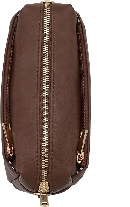 FashionPuzzle Triple Zip Small Crossbody Bag