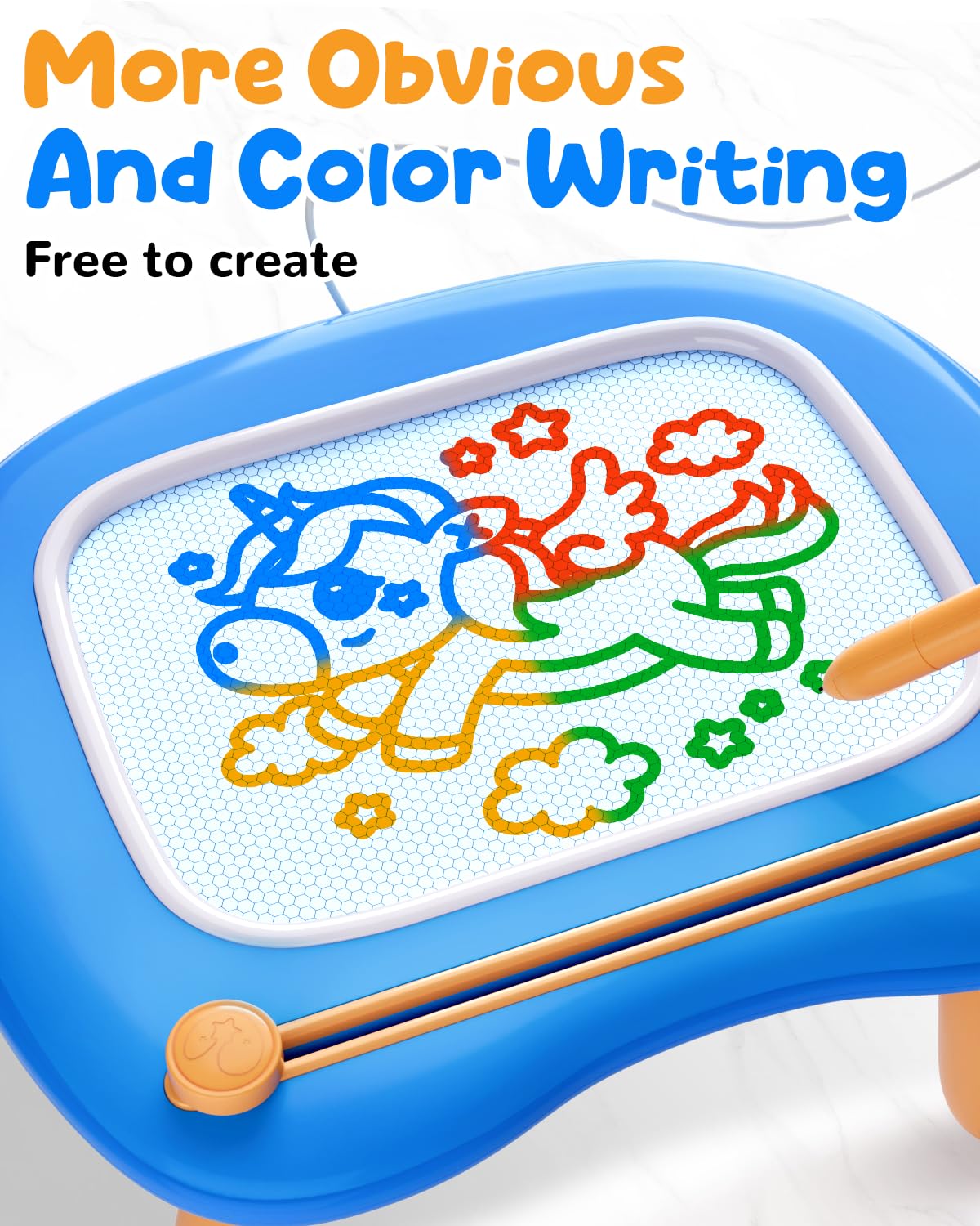 Magnetic Drawing Board Toddlers Toys for 1 2 Year Old Boys - Preschool Education Learning Toys for 12-18 Month Baby - Doodle Pad Birthday Gifts Presents for Kids Age 1-3 - Blue