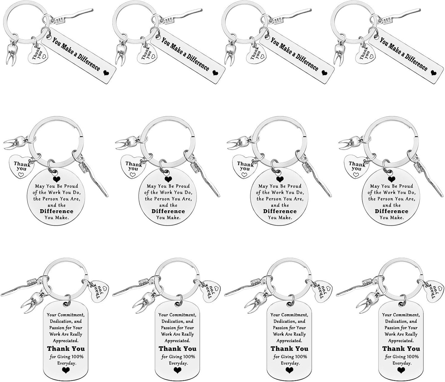 Xiahuyu 12 Pcs Dentist Gifts Dentist Keychain Dental Hygienist Dental Assistant Gift Dental Staff Appreciation Gifts Dental Coworker Keychain Christmas Birthday Thank You Gift for Dentist