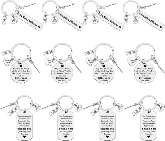 Xiahuyu 12 Pcs Dentist Gifts Dentist Keychain Dental Hygienist Dental Assistant Gift Dental Staff Appreciation Gifts Dental Coworker Keychain Christmas Birthday Thank You Gift for Dentist