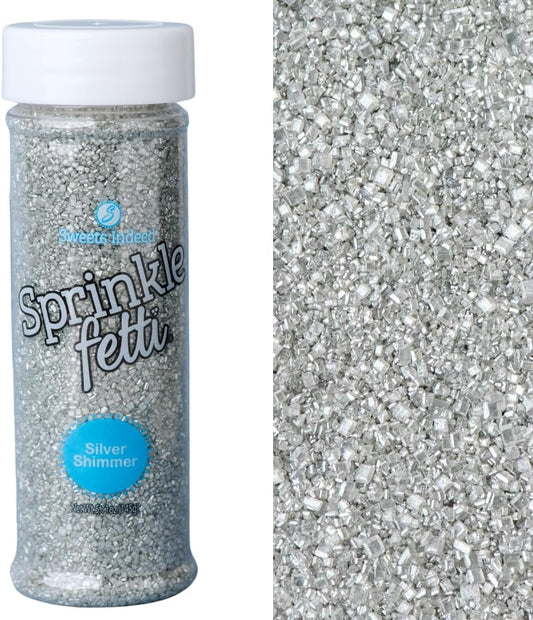 Sweets Indeed Sprinkles, Edible Sprinkle Sugar Mix, Perfect for Cake Decorations, Baking, Ice Cream, Cookies, Cupcake Topper, 5 ounces (Silver)