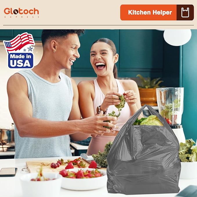 Glotoch 1000 Count - Plastic T-shirt Bags Grey (Plain), 11.5" x 6.5" x 21" Grocery Bags with Handles for Restaurant, Retail, Grocery Store, Takeout, Convenience Stores, Shopping Bag in Bulk