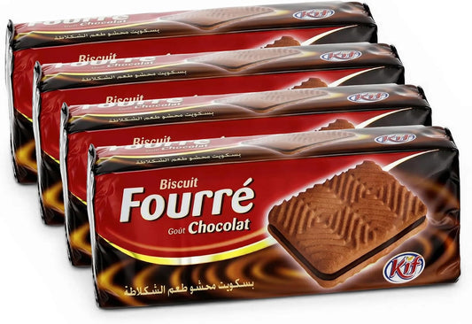 Tunisian Biscuits Snacks variety pack for adults and kids – iconic Chocolate Filled Cookies, Tea Biscuits & Butter Cookies – Mediterranean Breakfast Snack – Gourmet Cookies Gift Box (4 x Fourré 130g)