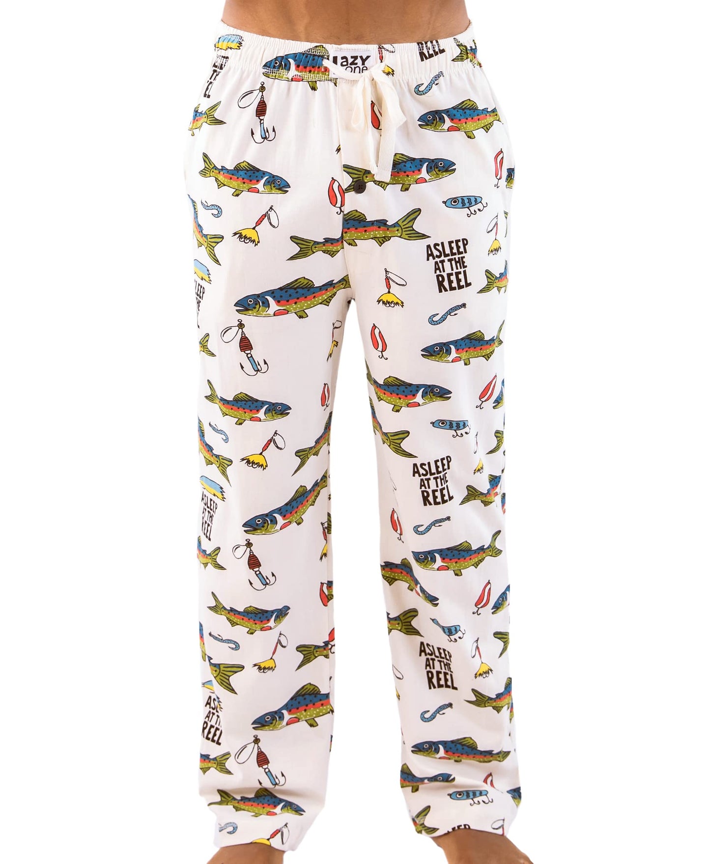 Lazy One Funny Ocean Pajama Pants For Men, Men's Separate Bottoms, Lounge Pants, Fishing, Outdoors (Asleep At The Reel, X-LARGE)