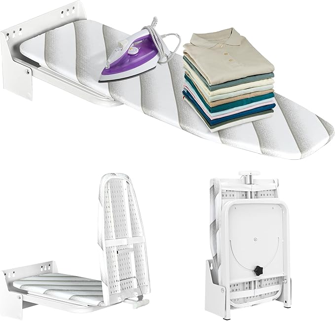 uyoyous Wall Mounted Ironing Board 37.4x11.8x7.3 inch Foldable Iron Board Wall Mount 180Â° Swivel Heavy Duty Ironing Boards with Heat Resistant Cover for Home Laundry Room