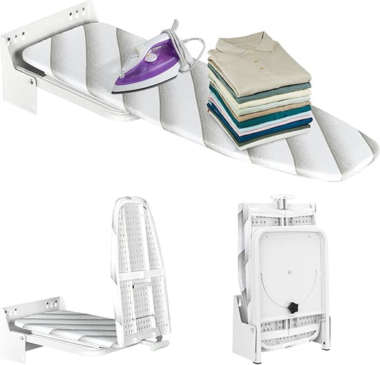 uyoyous Wall Mounted Ironing Board 37.4x11.8x7.3 inch Foldable Iron Board Wall Mount 180Â° Swivel Heavy Duty Ironing Boards with Heat Resistant Cover for Home Laundry Room