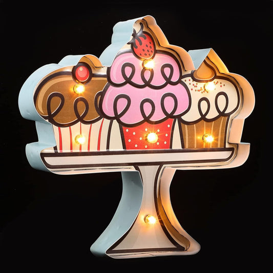 Holibanna 1pc Retro Led Cake Shaped Wall Decor Light Adorn for Home and Shop Creative Iron Material for Parties and Celebrations Battery Not Included