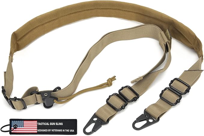 WarBull 2 Point Rifle Sling, Quick Adjust Gun Sling with HK Hook, Soft Shoulder Pad Traditional Sling for Rifle Shotgun Camera Crossbow Hunting Shooting and Outdoor Sports with Keychain Gift