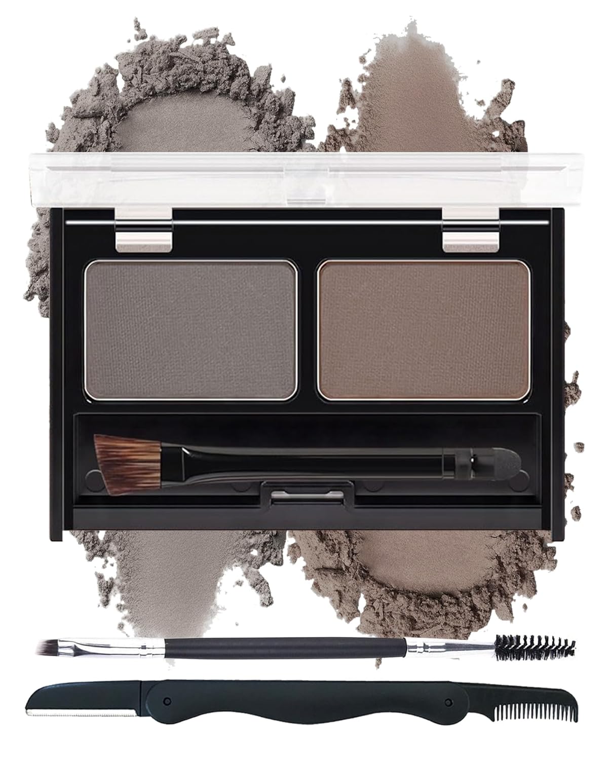Eyebrow Powder Kit-Waterproof Two Colors Brow Powder Tinted Palette Long Lasting Up to 16H,Taupe/Brown Brow Filler Defined&Sculpt Natural Eyebrow Makeup for Sparse Brow with Brow Brush&Razor-02