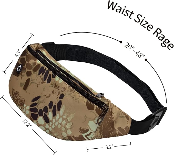 Fanny Packs for Men and Women, Waterproof Sports Waist Pack Bag for Travel Hiking Running Hands-free
