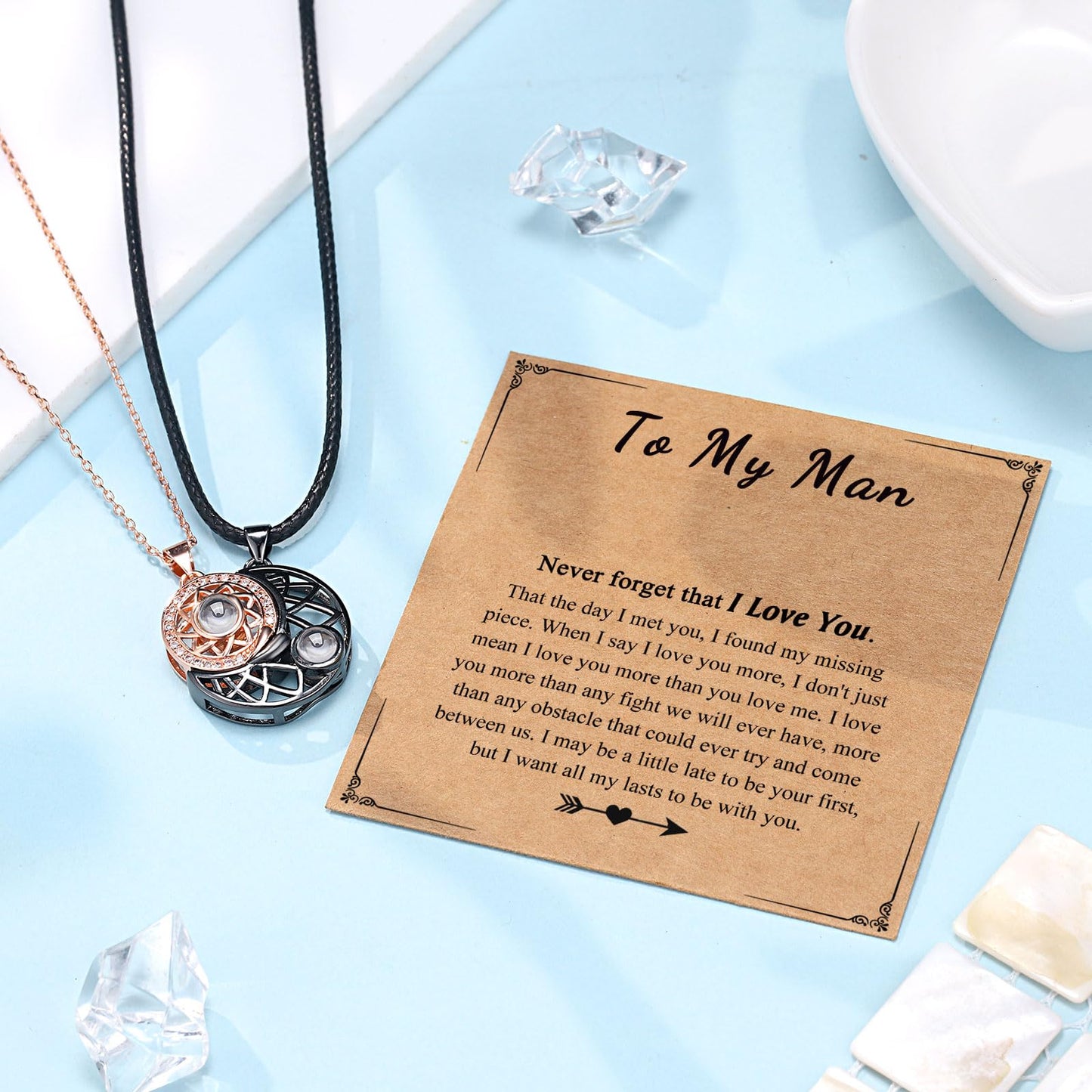 UPROMI To My Man Necklace Gifts for Husband from Wife Birthday Ideas Anniversary Sweetest Valentines Christmas Easter Gifts for Him Boyfriend Unique