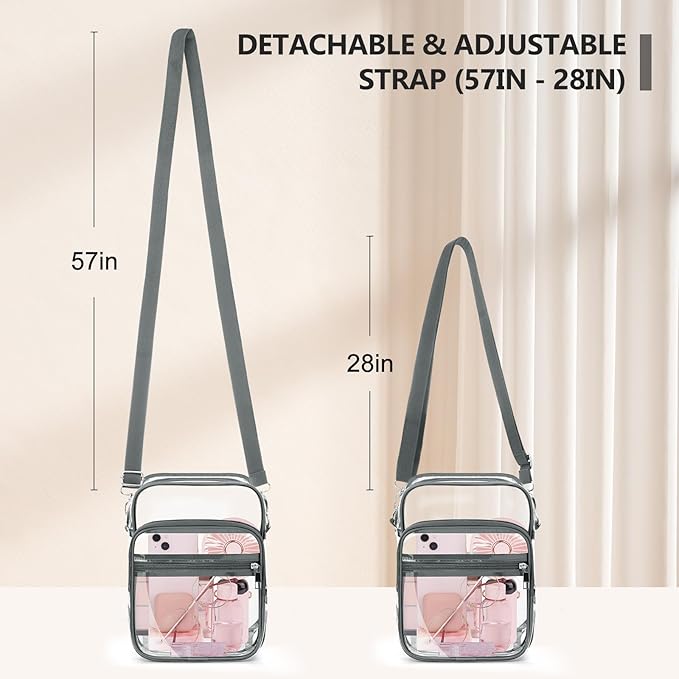 Blvornl Clear Crossbody Bag with Adjustable Shoulder Strap, Stadium Approved PVC Purse Bag, Messenger Bag
