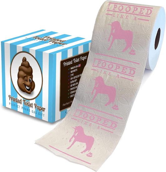 Printed TP Like A Unicorn Printed Toilet Paper Gag Gift – Funny Toilet Paper Roll For Prank, Surprise, Bathroom Decor, Novelty Gift For Men, Women, Friends, Birthday Party - 500 Sheets
