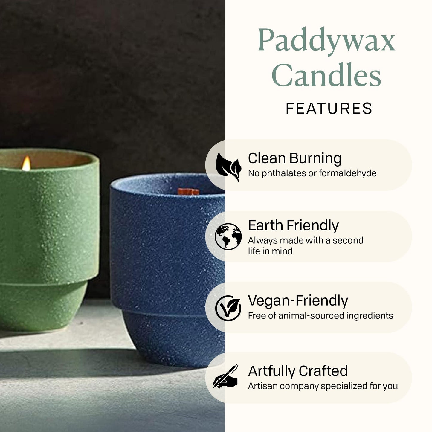 Paddywax Parks, Acadia Scented Candle in Reusable Ceramic Jar with Crackling Wood Wick, Soy Candle with Approx. 77 Hour Burn Time, Decorative Gift Candles for Home, Seagrass & Driftwood Scent, 11 oz