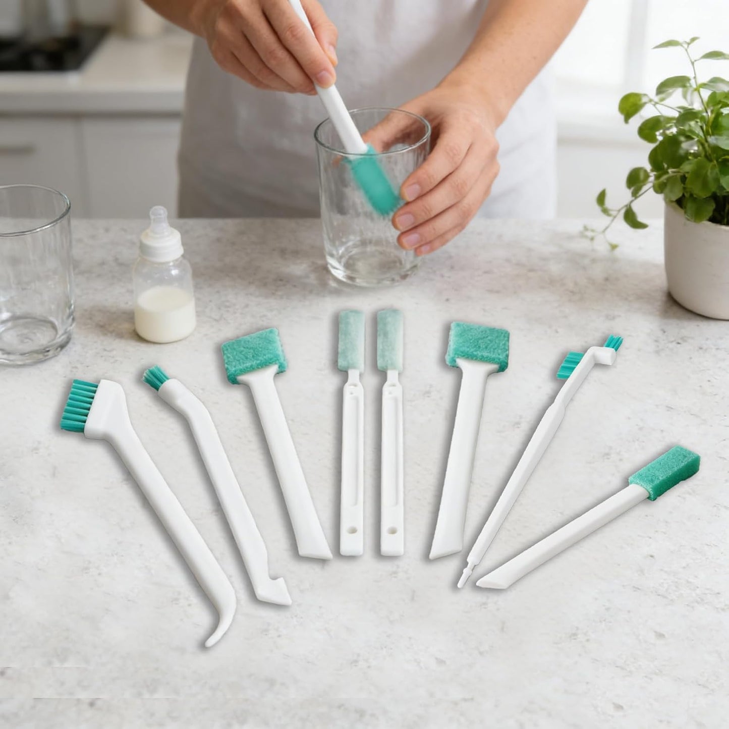 8Pcs Cleaning Brushes Small Spaces, Small Cleaning Brushes for Tight Spaces, Cup Brush, Bottle Brush, Crevice Cleaning Brush Set, Kettle Cleaning Brush, Sink Cleaning Tool, Household Cleaning Brushes