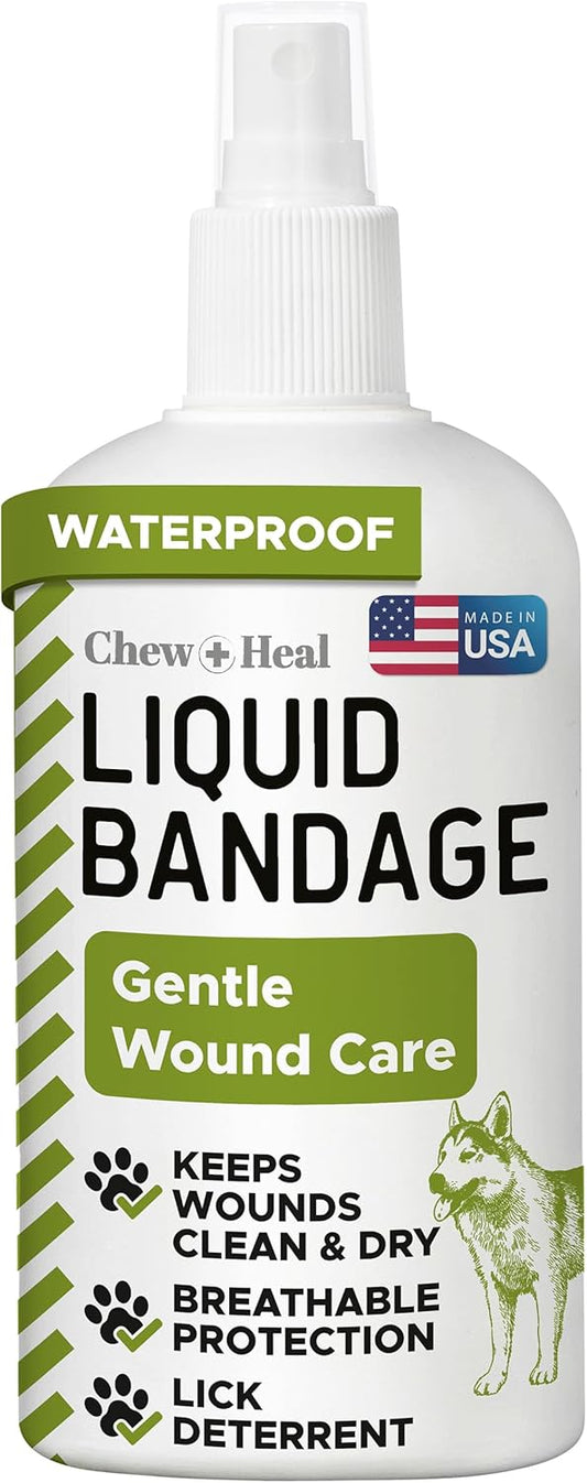 Pet Liquid Bandage for Dogs - 8 oz Spray with Aloe - Wound Care for Dogs Including Cuts, Scrapes, and Stitches - Breathable and Waterproof