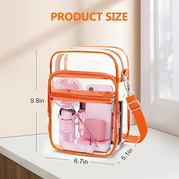Blvornl Clear Crossbody Bag with Adjustable Shoulder Strap, Stadium Approved PVC Purse Bag, Messenger Bag