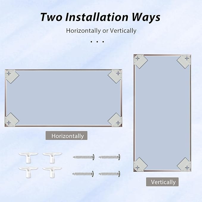 24x30 Inch Pewter Bathroom Mirror for Wall, Aluminum Frame Rectangle Rectangular Vanity Mirror, Modern Large for Bedroom, Living Room, Horizontal or Vertical