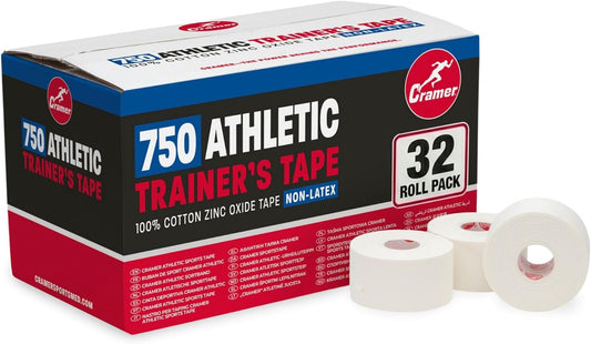Cramer Team Color Athletic Tape, White, Latex-Free, 1.5" x 15yds, 32 Roll Bulk Case, Tearable Sports Tape for Wrists, Ankles, Baseball, Training, Strong Athletic Wrap for Athletes & Trainers