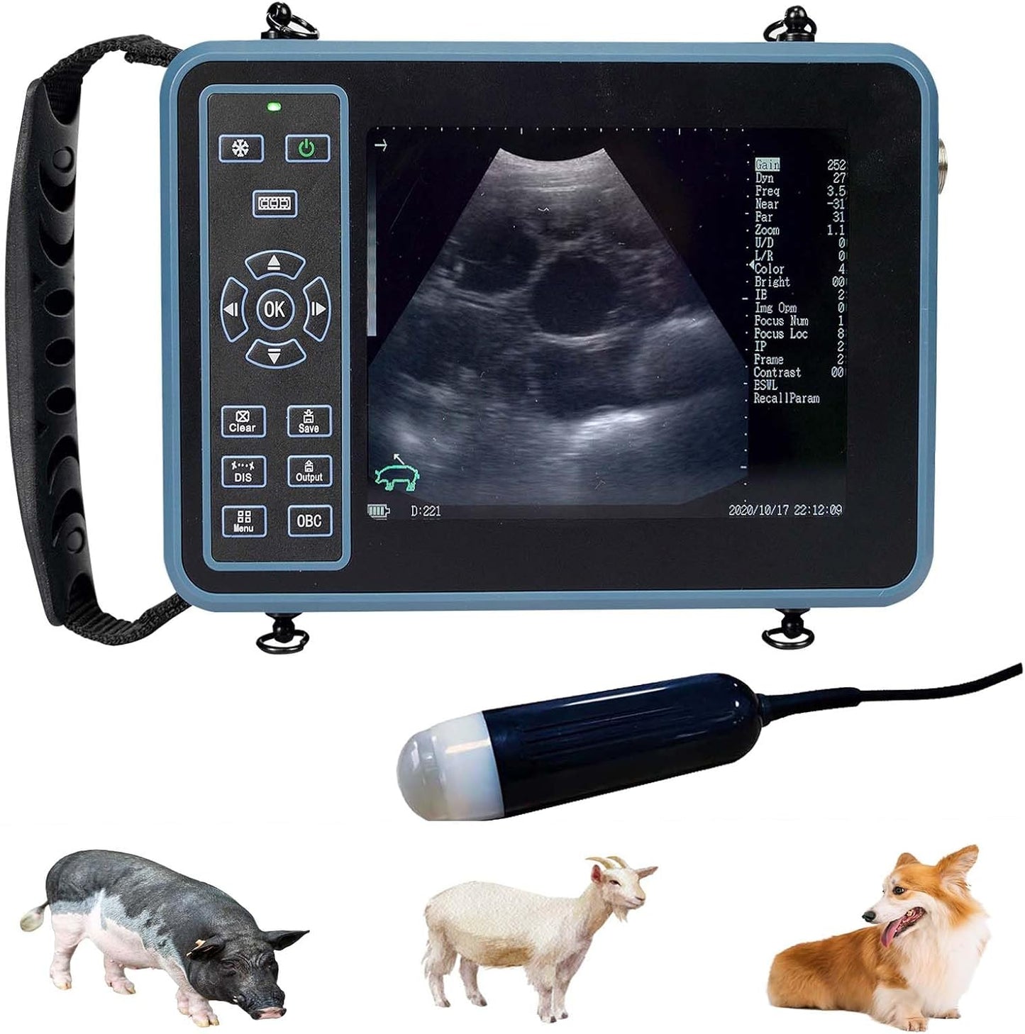 DAWEI Vet Ultrasound Machine for Pregnancy Veterinary Ultrasound Scanner with 3.5Mhz Convex Probe for Sheep，Goat,Pig