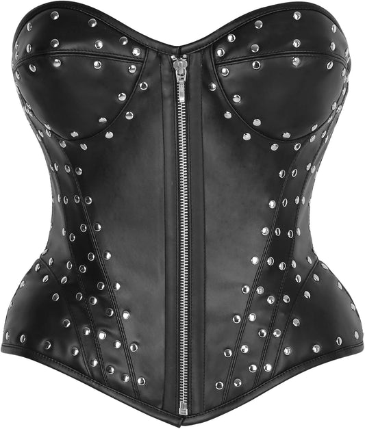 Daisy corsets Women's Daisy Corsets Womens Faux Leather Steel Boned Underwire Bustier Corset Top & Plus Size