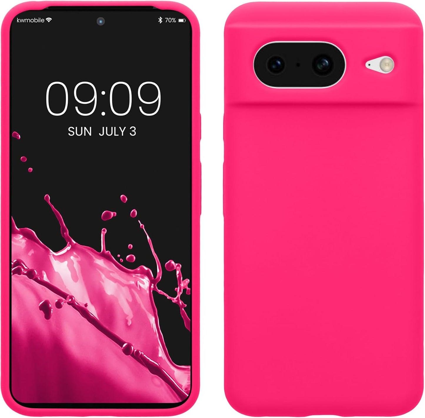 kwmobile Case Compatible with Google Pixel 8 Case - TPU Silicone Phone Cover with Soft Finish - Neon Pink