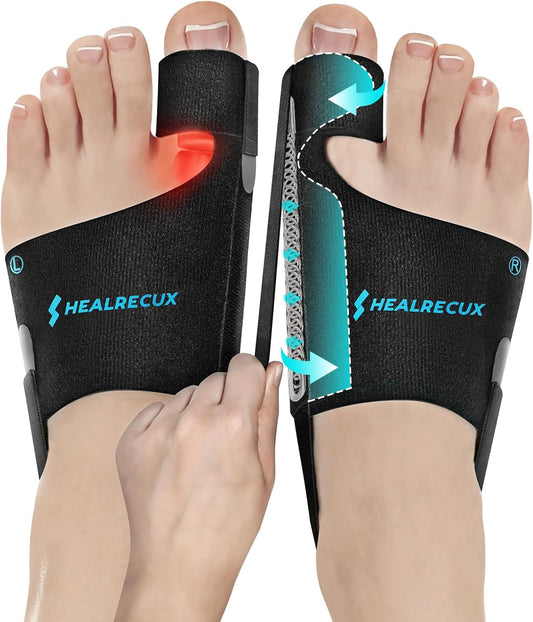 Healrecux Bunion Corrector for Women Men, Adjustable Big Toe Straightener Bunion Splints with Gel Pads & Tension Straps for Bunion Fix, Hallux Valgus Corrector for Day & Night Support - 1 Pair
