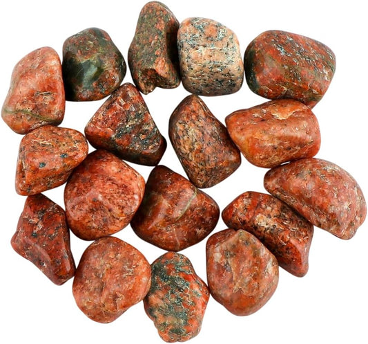 CRYSTALIS 100cts Natural Unakite Polished Raw Crystals, Loose Gemstone Wholesale Bulk Rough Jewelry Making Supply, Chakra And Healing Raw Stones, Wire Wrapping, DIY, Tumbling, Gem Collection