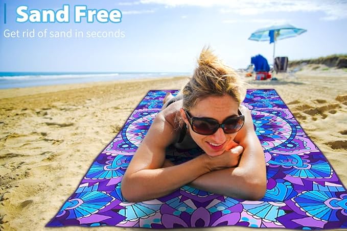 TwoYek 4 Pack Microfiber Thin Beach Towel Lightweight 71x32 Oversized Extra Large Sand Free Towels Quick Dry for Travel Pool Yoga Gym Sports Beach Accessories Vacation Essential Gift