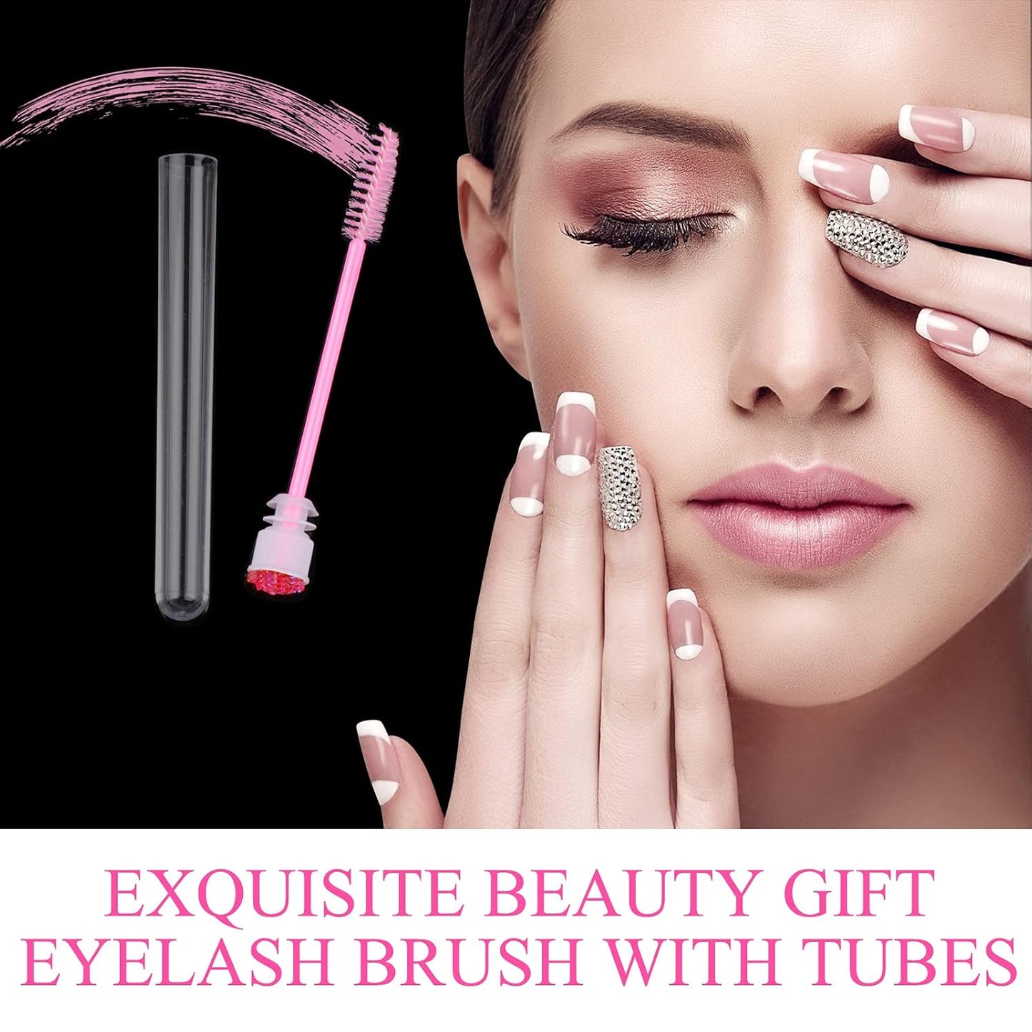 20pcs Eyelash brush Lash Wand Makeup tool Eyelash Extension supplies Cleaning brush Diamond Mascara star d pink