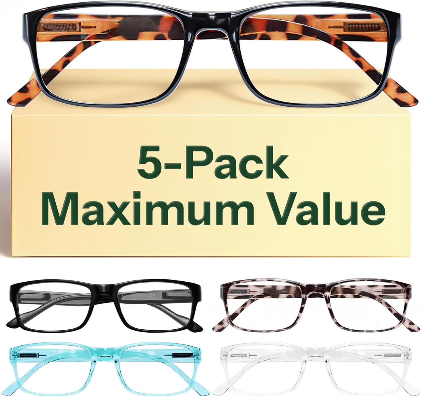 Gaoye 3.5 Professional Reading Glasses for All Day - Computer Readers with Blue Light Protection - Value Pack