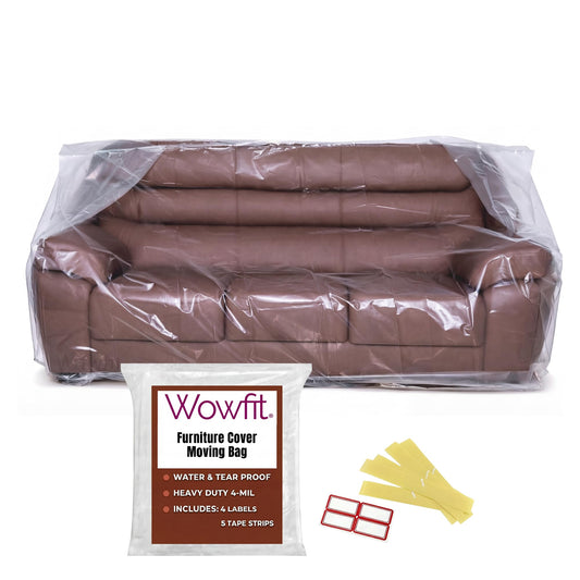 Wowfit Furniture Cover Dust-Proof Moving Bag for Sofa & Boxes â Clear, Odorless Plastic â 4mil Thick â 92W x 42D x 62/41H Inches