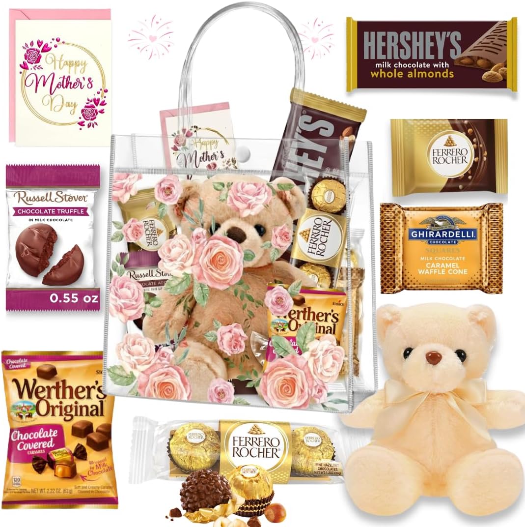 Mother’s Day Chocolate Gift Basket for Mom – Assorted Chocolate Snack Candy Box, Gourmet Sweet Treats, Mothers Day Gift Set